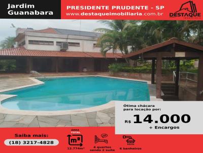 Chcara para Locao, em Presidente Prudente, bairro Jardim Guanabara, 4 dormitrios, 6 banheiros, 2 sutes, 10 vagas
