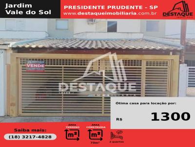 Casa para Locao, em Presidente Prudente, bairro Jardim Vale do Sol, 2 dormitrios, 2 banheiros, 2 vagas