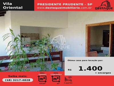 Casa para Locao, em Presidente Prudente, bairro Vila Oriental, 2 dormitrios, 1 banheiro, 1 vaga