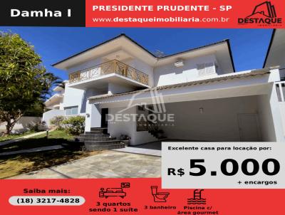 Casa em Condomnio para Locao, em Presidente Prudente, bairro Parque Residencial Damha  I, 3 dormitrios, 3 banheiros, 1 sute, 4 vagas