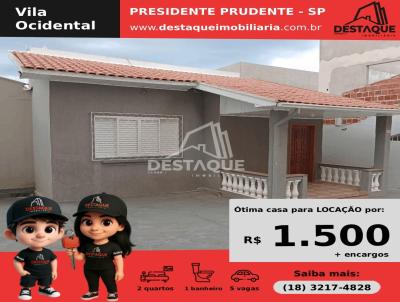 Casa para Locação, em Presidente Prudente, bairro Vila Ocidental, 2 dormitórios, 1 banheiro, 5 vagas