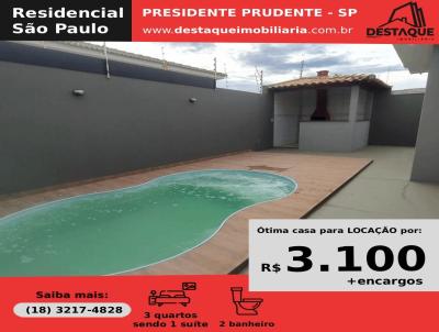 Casa para Locao, em Presidente Prudente, bairro Residencial So Paulo, 3 dormitrios, 2 banheiros, 1 sute, 2 vagas