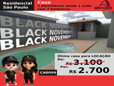 Casa para Locao, em Presidente Prudente, bairro Residencial So Paulo, 3 dormitrios, 2 banheiros, 1 sute, 2 vagas